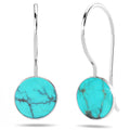 Solid 925 Sterling Silver Bezel Turquoise Hook Earrings