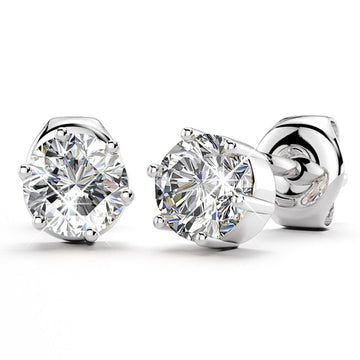 Solid 925 Sterling Silver Six Prong Studs 4mm - Brilliant Co