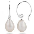 Solid 925 Sterling Silver Freshwater Pearl Drop Earrings White - Brilliant Co