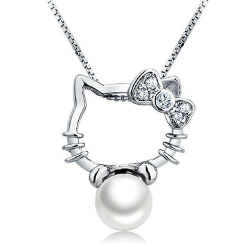 Solid 925 Sterling Silver Kitty Plays The Ball Pendant - Brilliant Co