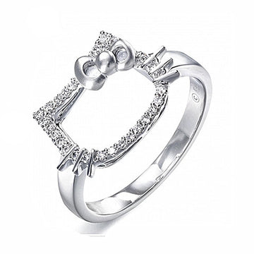 Solid 925 Sterling Silver Kitty Plays Ring