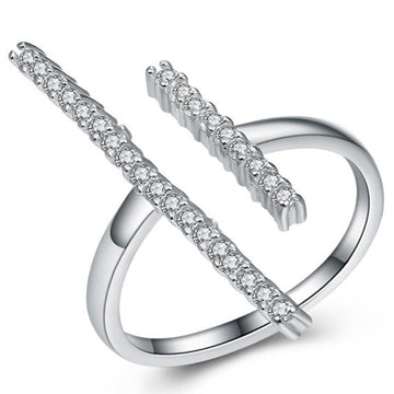 Solid 925 Sterling Silver Unparrarlel Ring Embellished with SWAROVSKI® Crystals