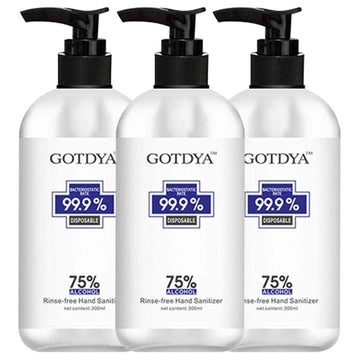 GOTDYA Hand Sanitiser 3 Packs GOTDYA 300ml 75% Alcohol Antibacterial Hand Sanitiser Gel Kills 99.9% Germs Rinse-Free Pump Bottle Sets