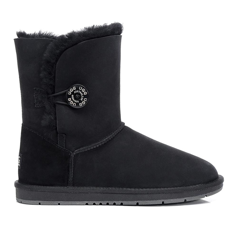 UGG Footwear Black / AU Ladies 4 / AU Men 2 / EU 35 UGG Boots Australia Premium Double Face Sheepskin Short Button,Water Resistant #15802
