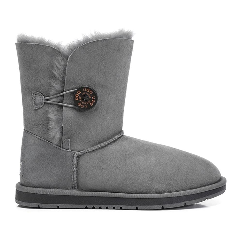 UGG Footwear Grey / AU Ladies 4 / AU Men 2 / EU 35 UGG Boots Australia Premium Double Face Sheepskin Short Button,Water Resistant #15802