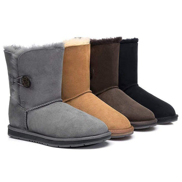 UGG Footwear UGG Boots Australia Premium Double Face Sheepskin Short Button,Water Resistant #15802