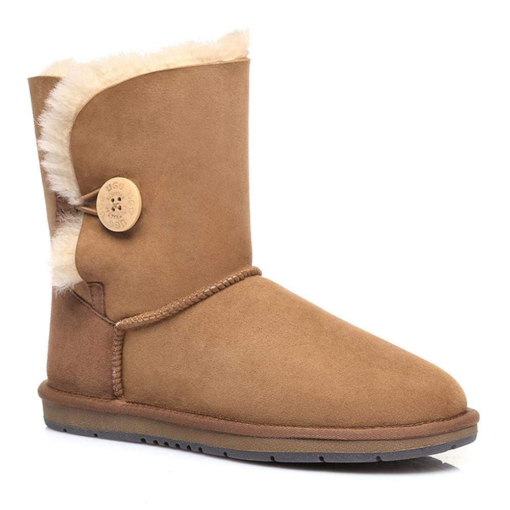 UGG Footwear UGG Boots Australia Premium Double Face Sheepskin Short Button,Water Resistant #15802