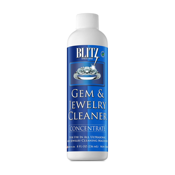 Blitz Gem & Jewelry Cleaner Liquid Concentrate for Gold, Silver, & Platinum Jewelry Cleans Non-Porous, Precious & Semi-Precious Stones. Non-Toxic, Non-Abrasive, & Planet Friendly Made in USA 8oz