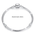 Solid 925 Sterling Silver Pandora Inspired Barrel Clasp Snake Chain Bracelet - 4