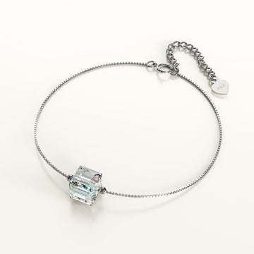 Solid 925 Sterling Silver Cubic Single Stone White Gold Filled Bracelet Embellished with Crystals from SWAROVSKI¬Æ