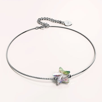 Solid 925 Sterling Silver Star-Shaped Single Stone White Gold Filled Bracelet Embellished with Crystals from SWAROVSKI®