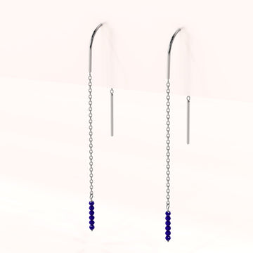 Solid 925 Sterling Silver Lapis Lazuli Earrings