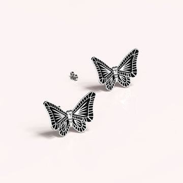 Solid 925 Sterling Silver Antique Butterfly Stud Earrings