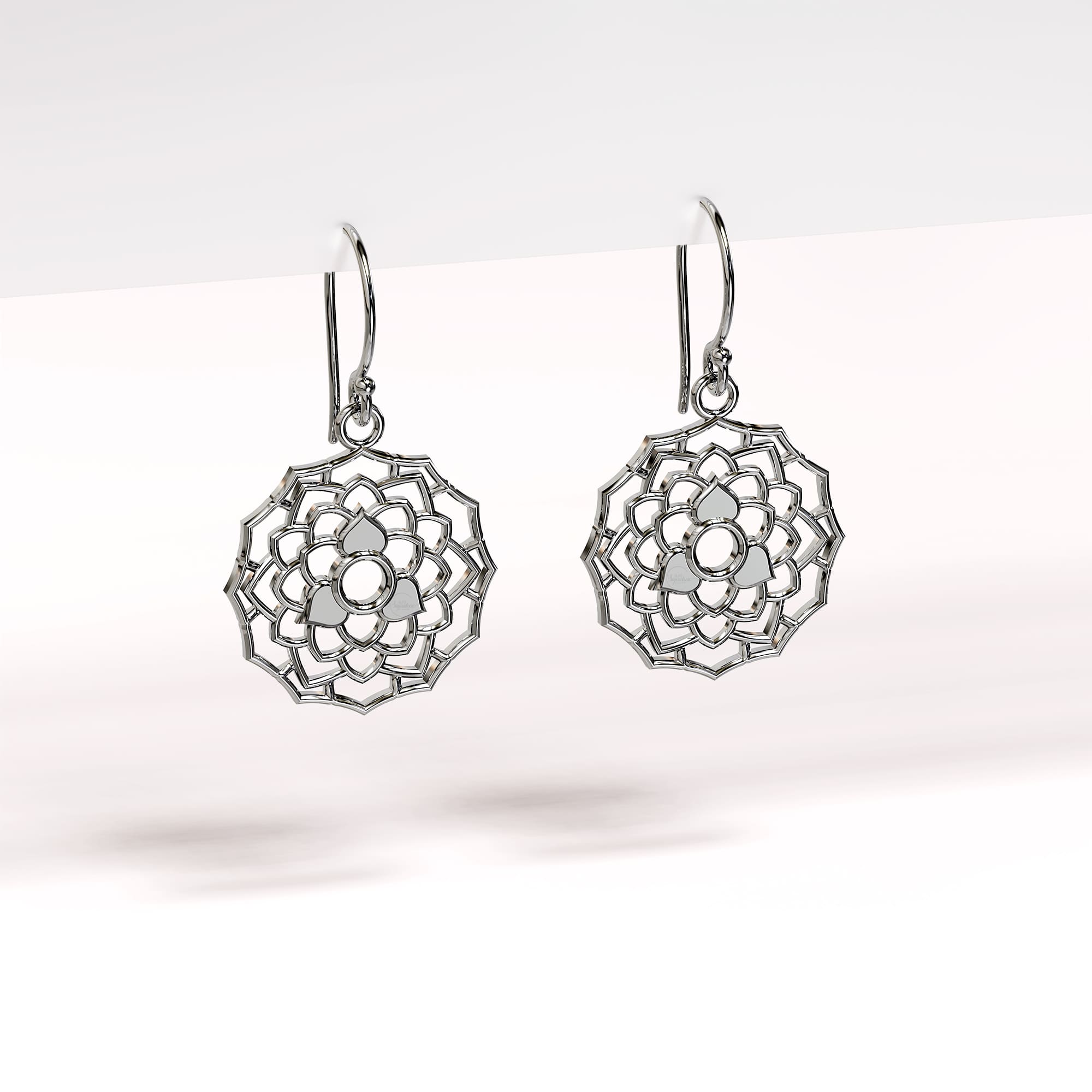 Solid 925 Sterling Silver Kayla Flora Hook Earrings