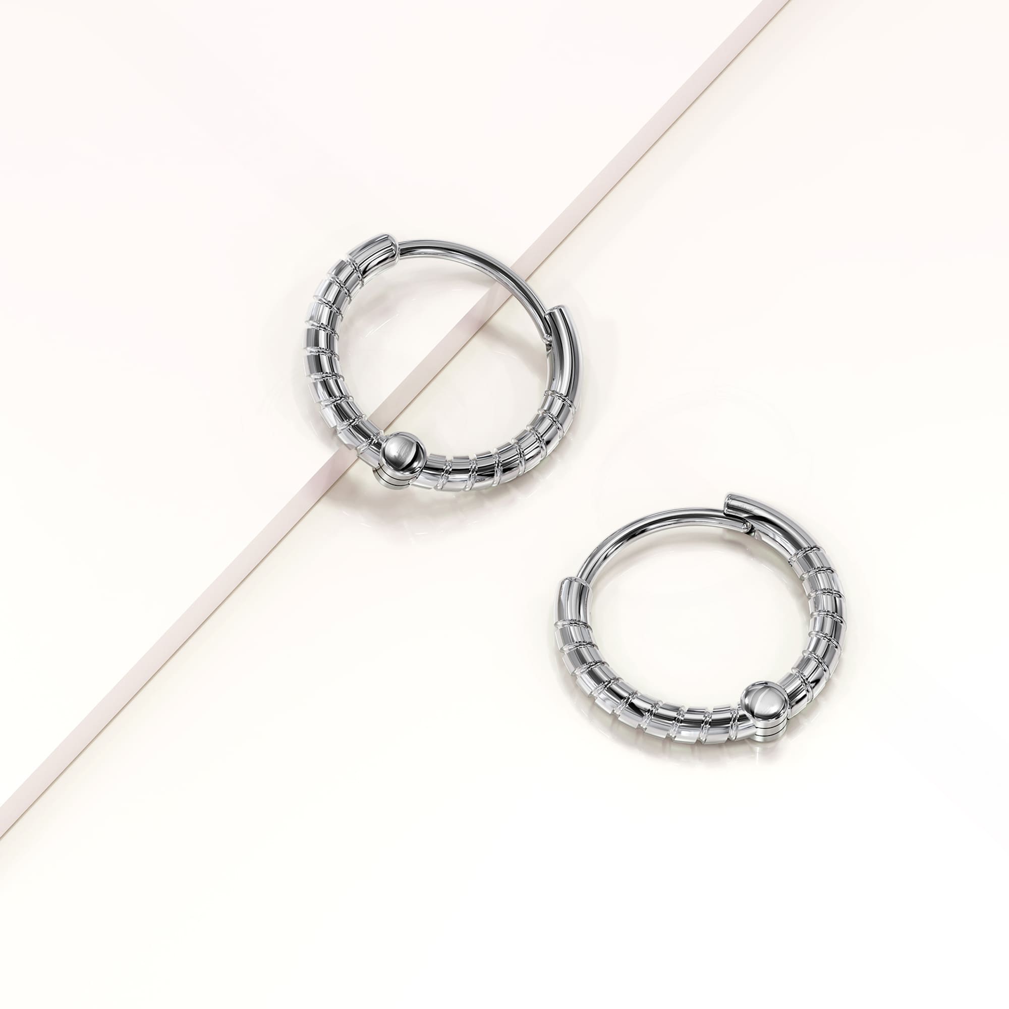 Solid 925 Sterling Silver Helical Huggie Earrings in Silver