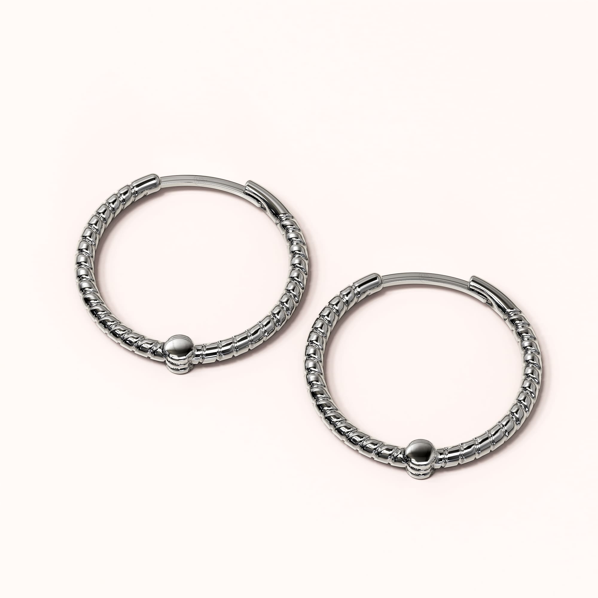 Solid 925 Sterling Silver Helical Huggie Earrings 15mm Silver