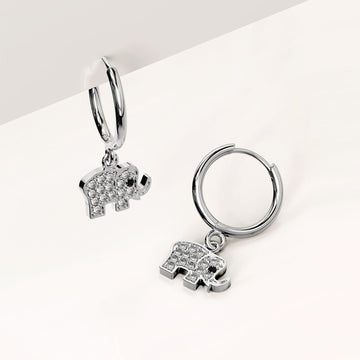 Solid 925 Sterling Silver Elly Zircon Huggie Earrings Silver