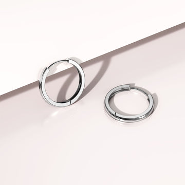 Solid 925 Sterling Silver Circlet Huggie Earrings 17mm