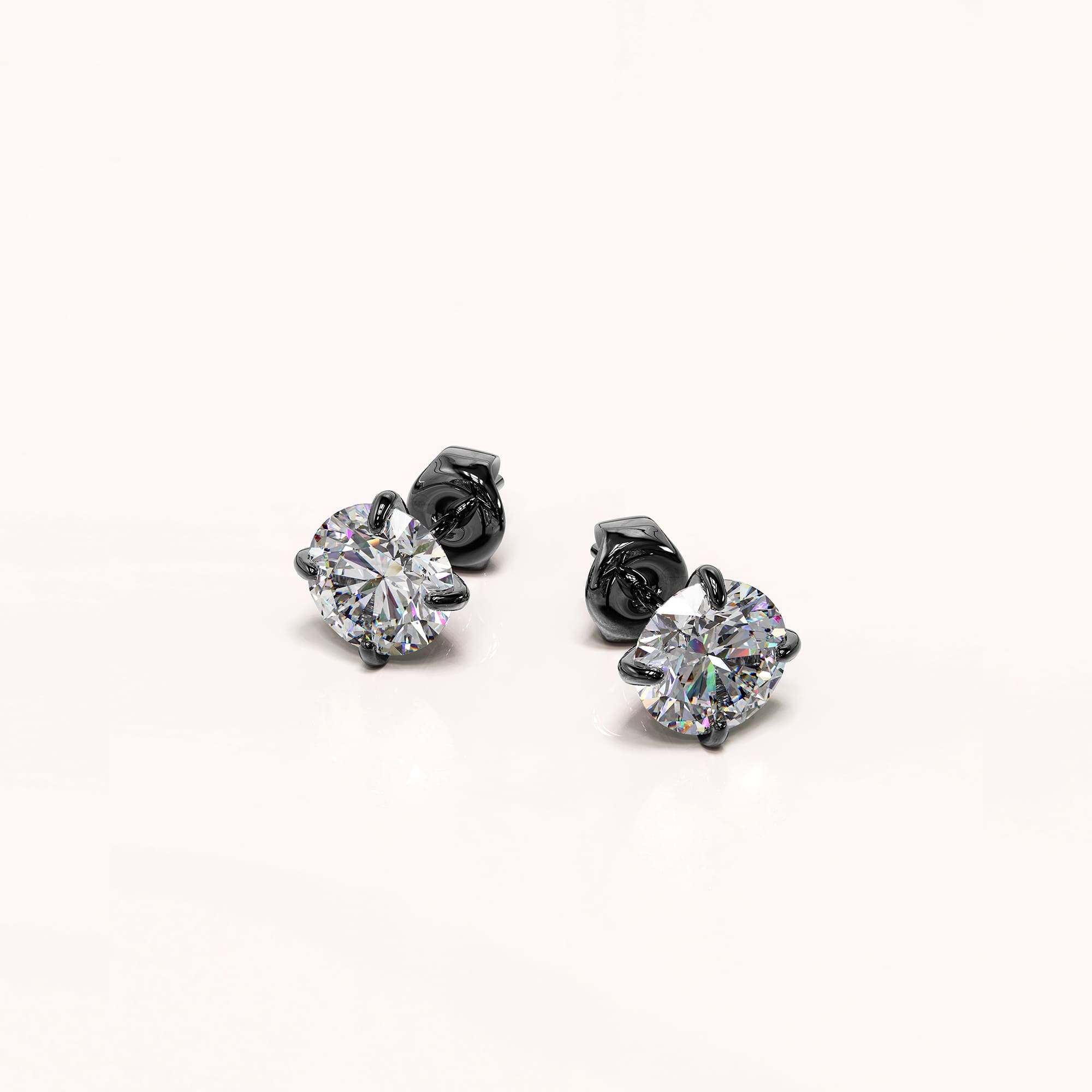 Solid 925 Signature Silver Mary Anne Crystal Stud Earrings In Black Gold