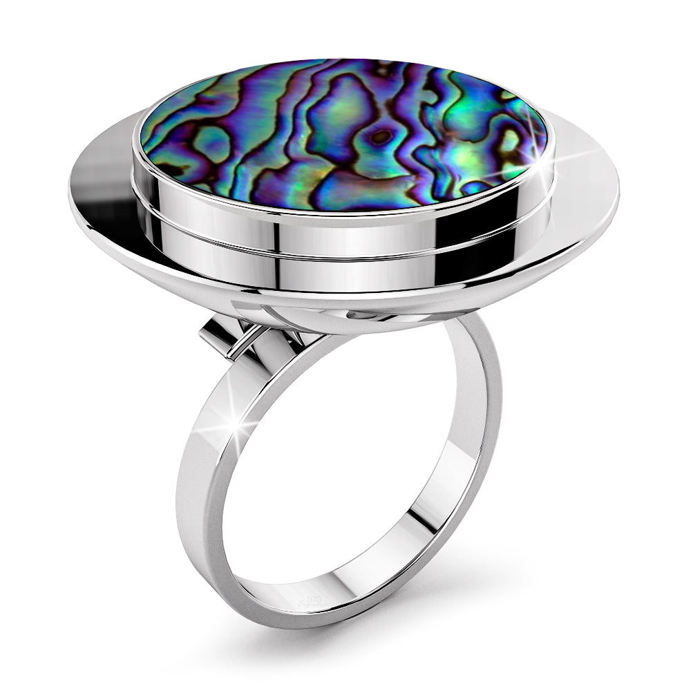 Solid 925 Sterling Silver Abalone Shell Ring