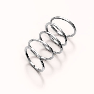 Solid 925 Sterling Silver 5 in 1 Stacked Rings