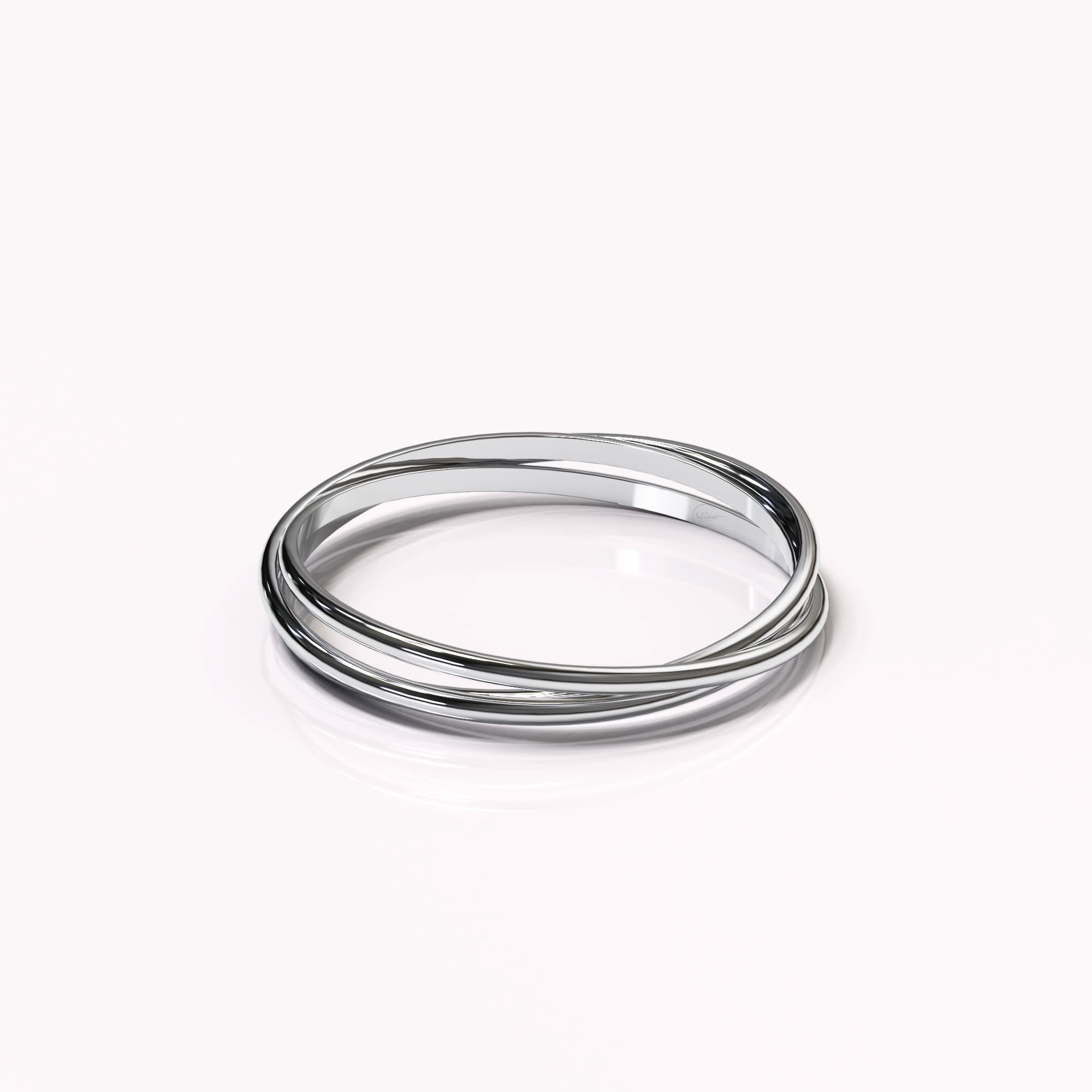 Solid 925 Sterling Silver 3 in 1 Interlink Wedding Ring