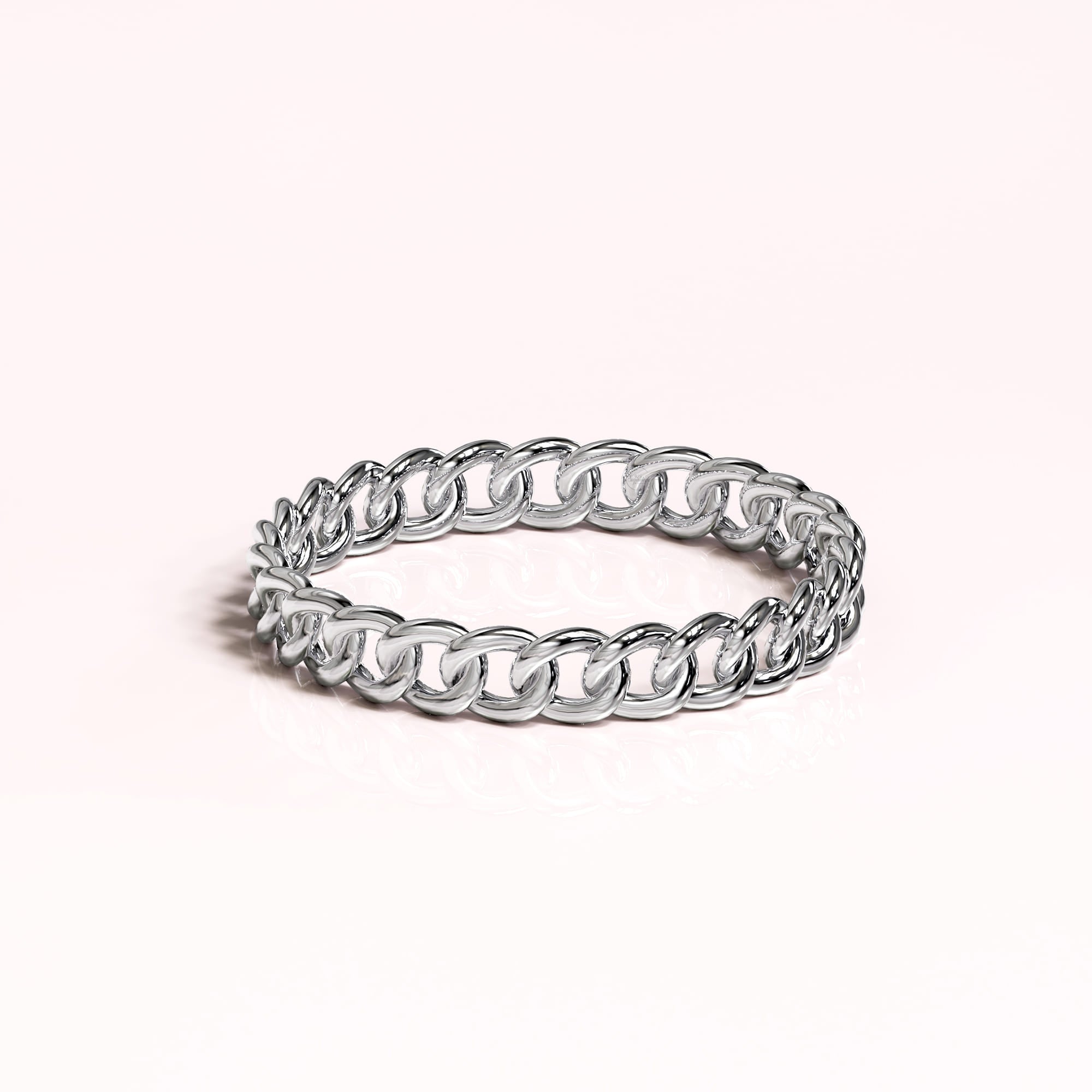 Solid 925 Sterling Silver Curb Chain Link Stacking Ring