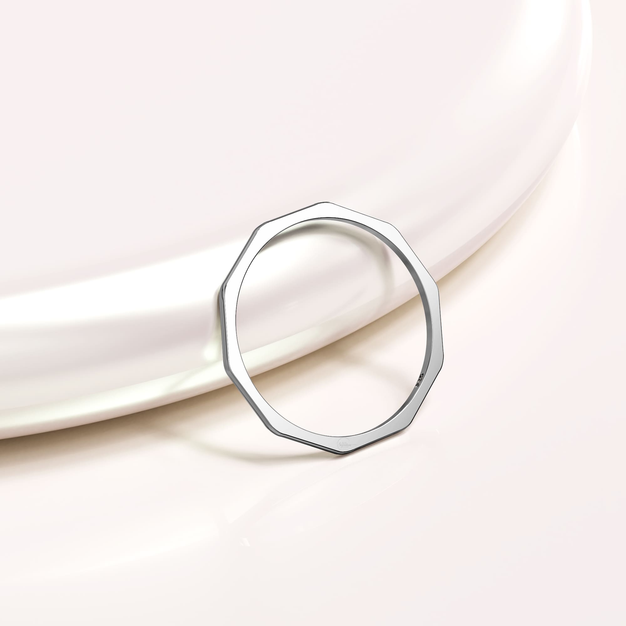 Solid 925 Sterling Silver Geometric Stacking Ring