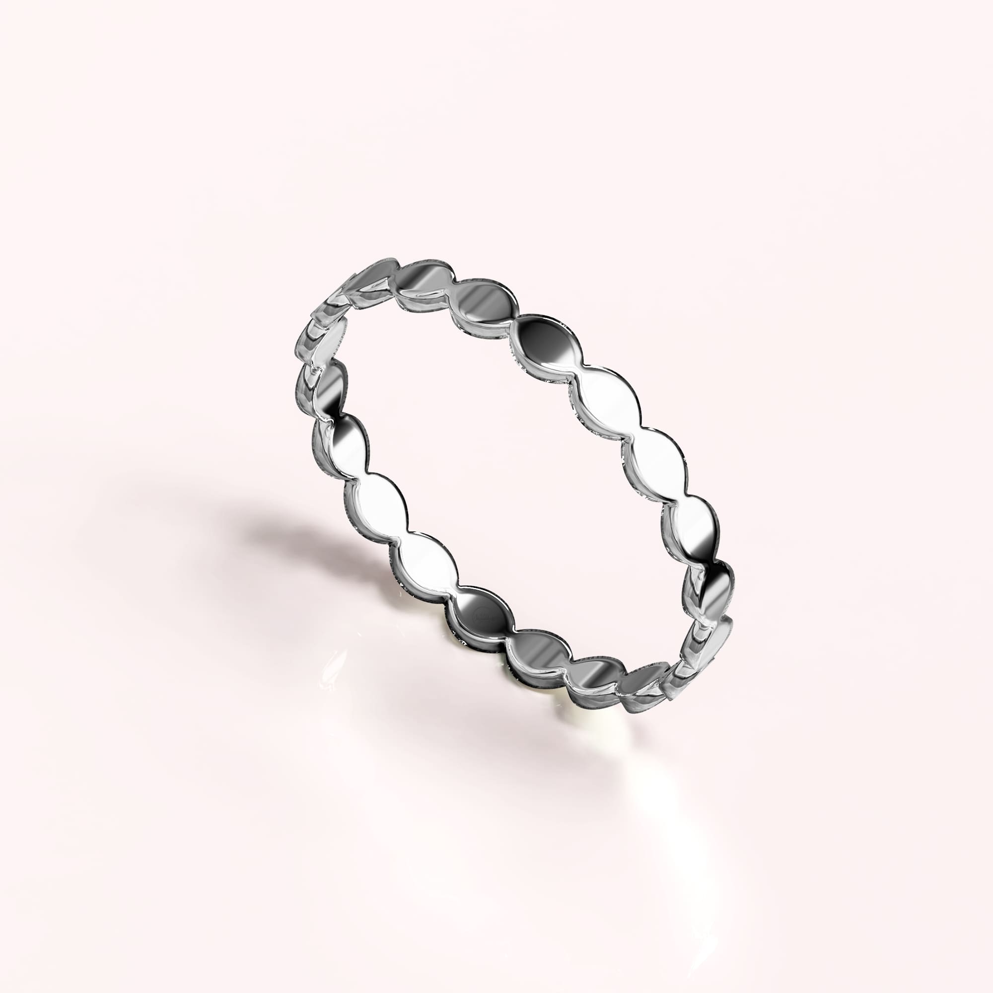 Solid 925 Sterling Silver Bead Link Stacking Ring