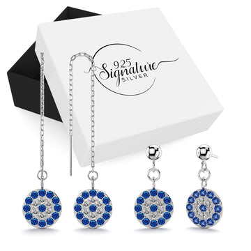 Boxed Solid 925 Signature Silver Ideal Disc 2 Earrings Set