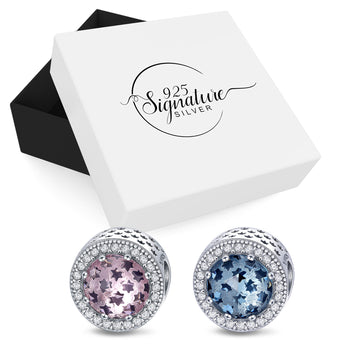 Boxed Solid 925 Signature Silver Mystic Stars Duo Charm Set