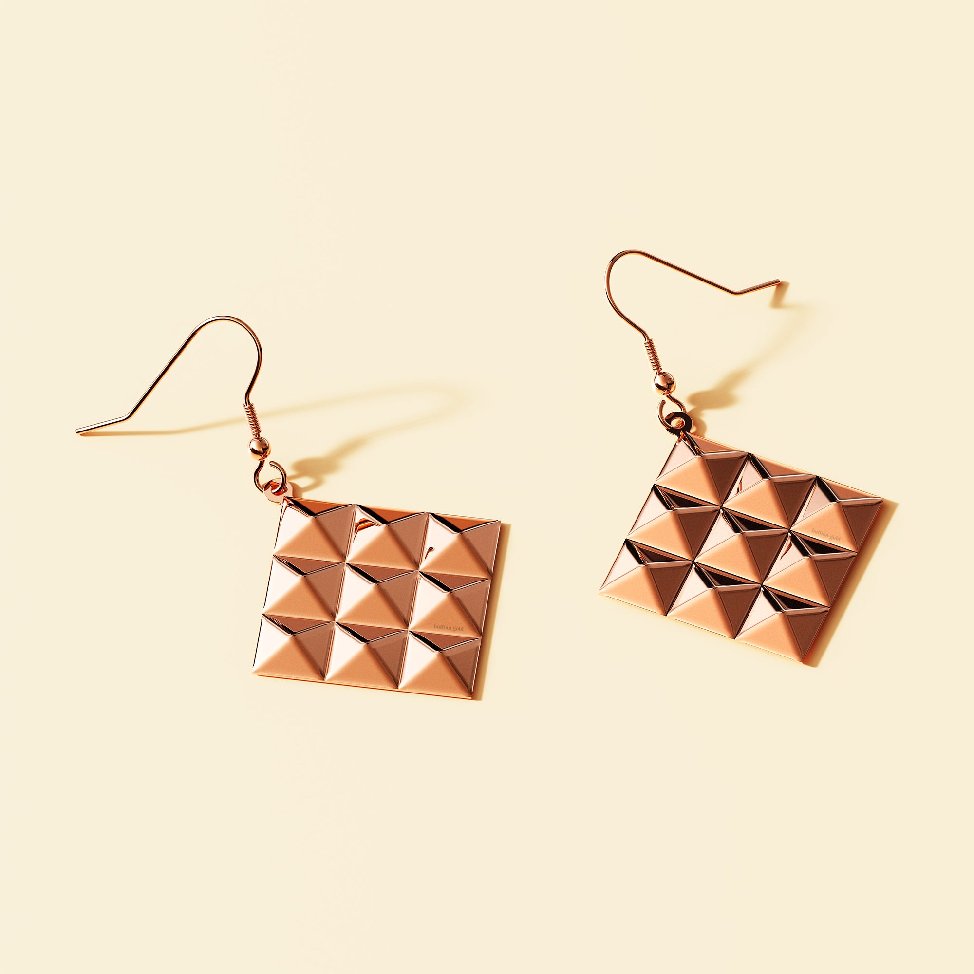 Fascination Geometric Diamond Shape Metallic  Earrings Rose Gold