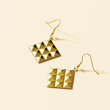 Fascination Geometric Style Diamond Shape Metallic Earrings Gold
