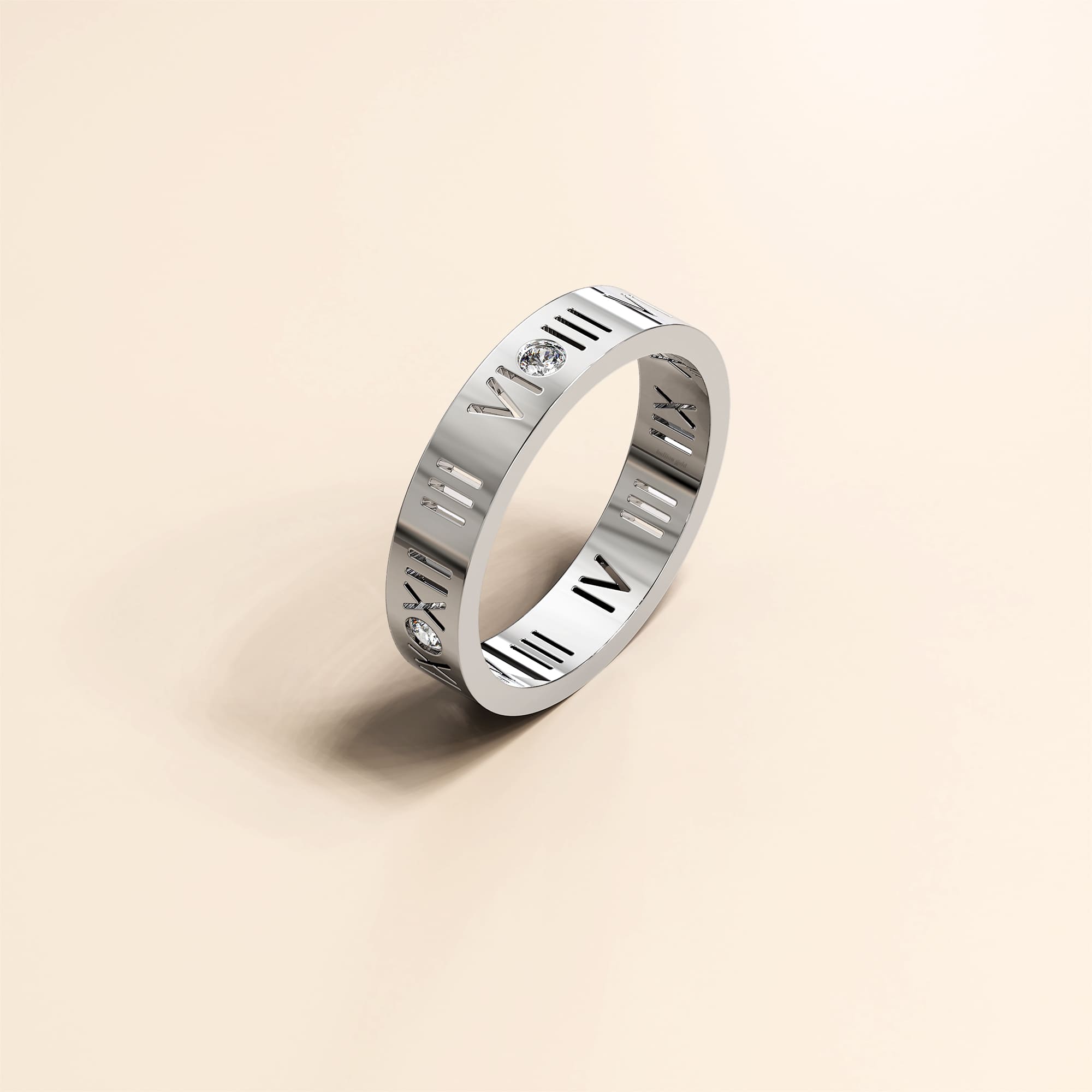 Romanian Numeral Ring In White Gold