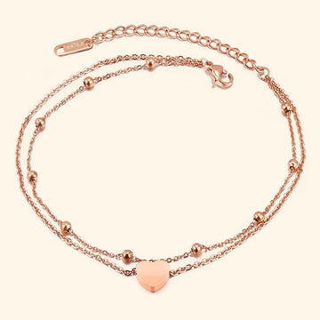 Bullion Gold One Heart Double Strand Anklet