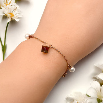 Bullion Gold Pearly Love Charm Bracelet