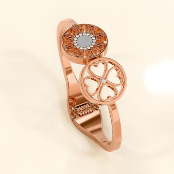 Bullion Gold Artistic Floral Hinged Bangle