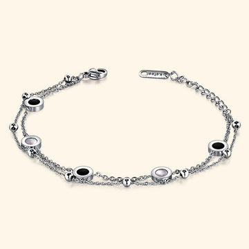 Bullion Gold Inlaid Shell Charm Bracelet White Gold