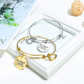 She Believed She Could Heart Charm Gold Layered Tubular Adjustable Inspirational Bangle