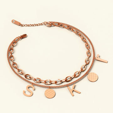 Charm Letter S K R in Rose Gold Layered Steel Jewellery