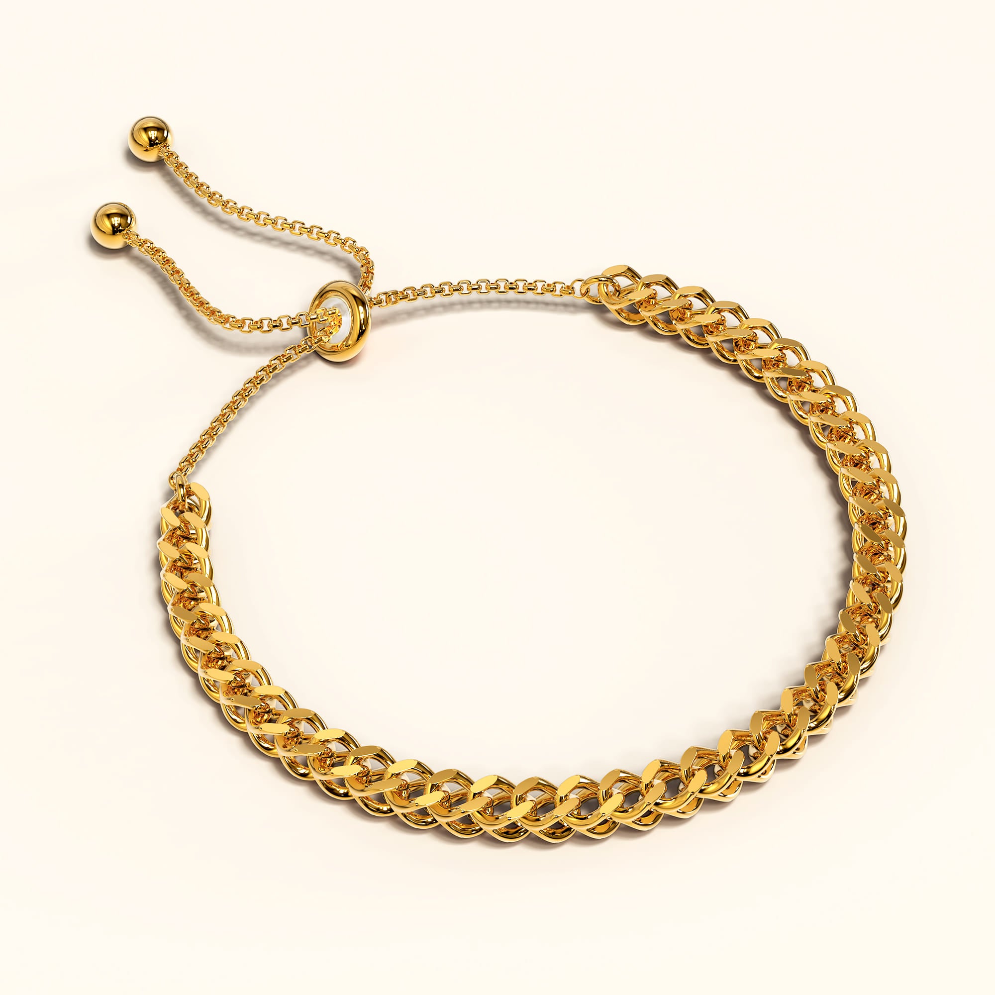 Medusa Weave Link Gold Chain Slider Bracelet