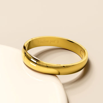 Bullion Gold Solid Oval Stainless Steel Bangle in Gold 8mm