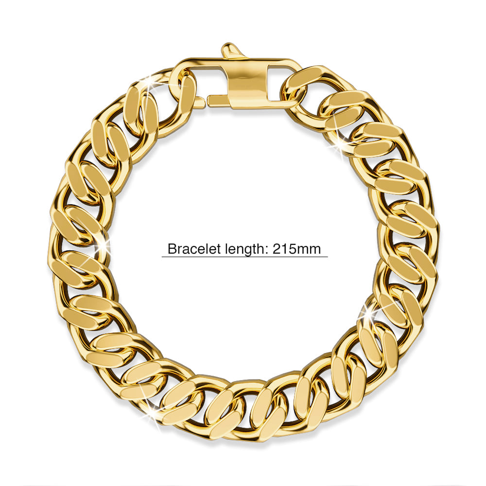 Muse Cuban Gold Layered Stainless Steel Chain Bracelet 21.5cm