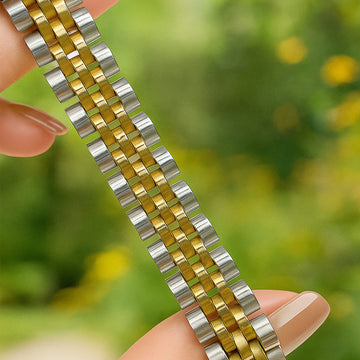 Bullion Gold Brick Dual Tone Gold Layered Stainless Steel Bracelet