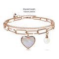 From the Heart Paper Clip Chain Rose Gold Layered Stainless Steel Bracelet