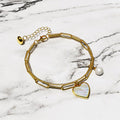 From the Heart Paper Clip Chain Gold Layered Stainless Steel Bracelet