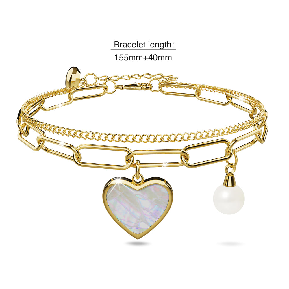 From the Heart Paper Clip Chain Gold Layered Stainless Steel Bracelet