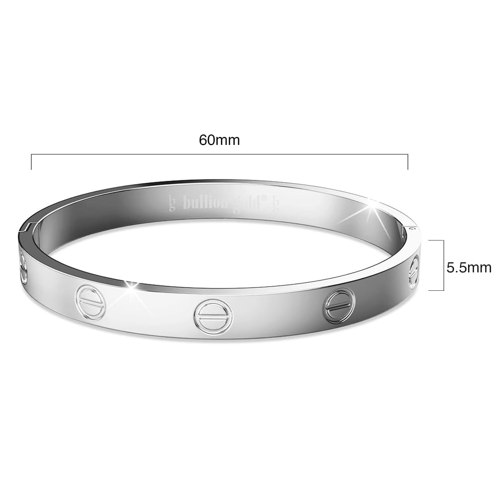 Carmello Stainless Steel Bangle in White Gold