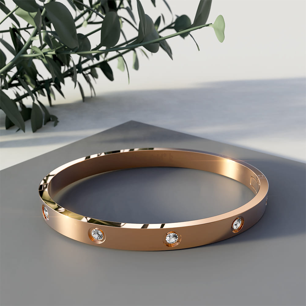 Cecelia Stainless Steel Bangle in Rose Gold - 64mm