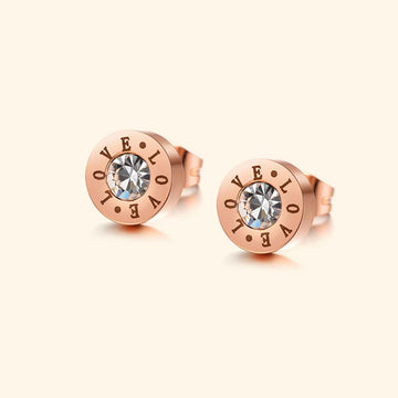 Bullion Gold Love Bezel Studs Rose Gold